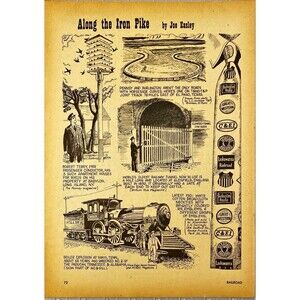 Railroad Magazine "Pen & Ink Drawings of Railroad History" Vintage Print 1956